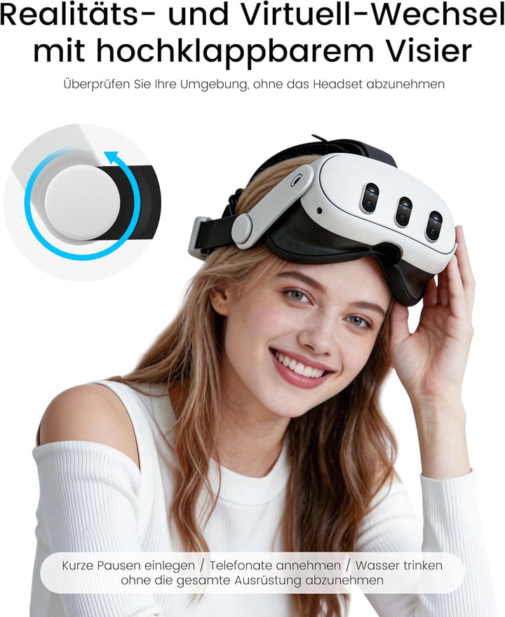 Headstrap für Meta Quest 3 mit 8000mAh Akku, Elite Strap Zubehör für Meta Quest 3S mit Verstellbarem