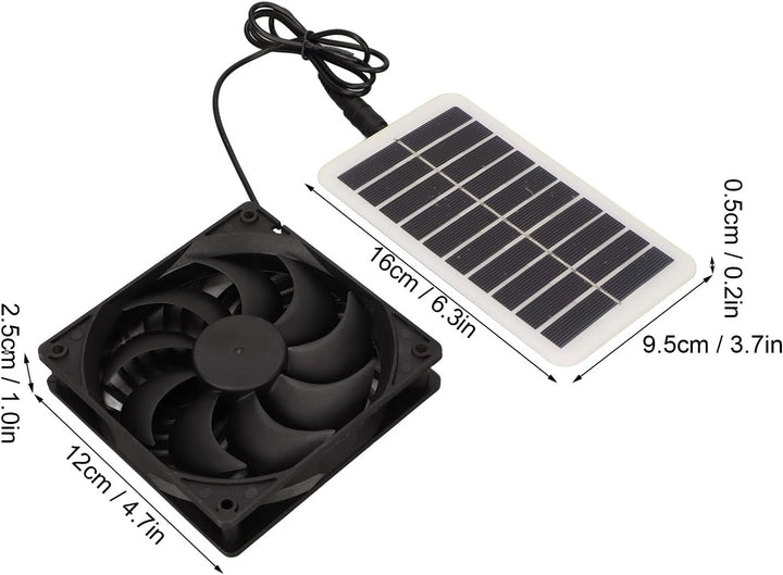 Solarpanel Lüfter Set, 3 W, 5 V, Solar Abluftventilator Set, Tragbar, Solarbetriebener Luftventilato