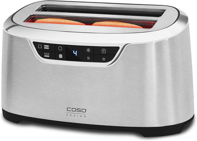 CASO Novea T4 - Design Toaster aus Edelstahl, 4-Scheiben-Toaster mit besonders breiten Schlitzen, mi
