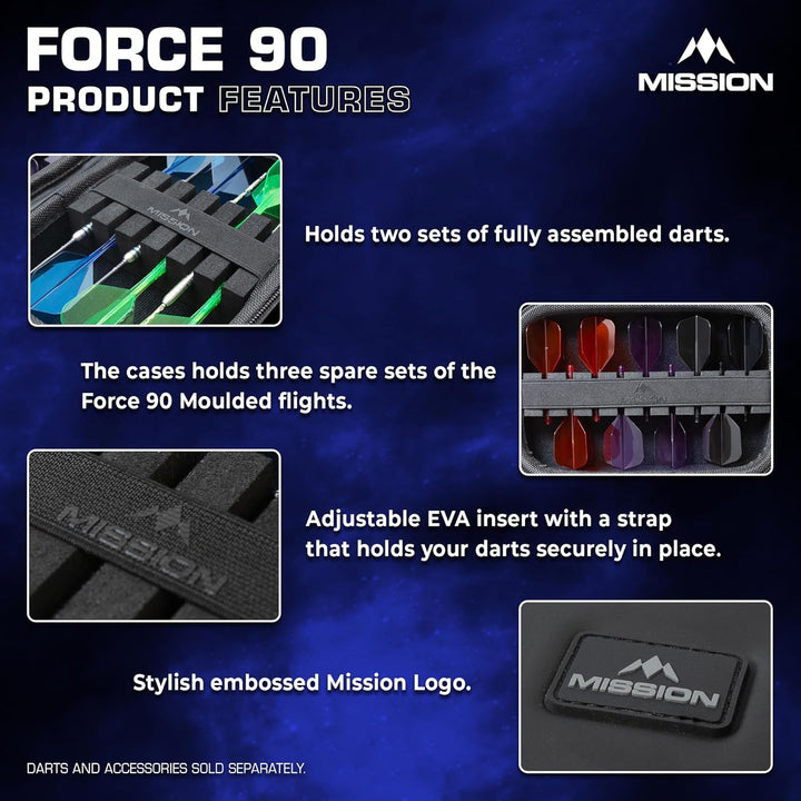 Mission | Force 90 | Eva Case | Schwarz | Starker Schutz | Darttasche/Aufbewahrungsetui