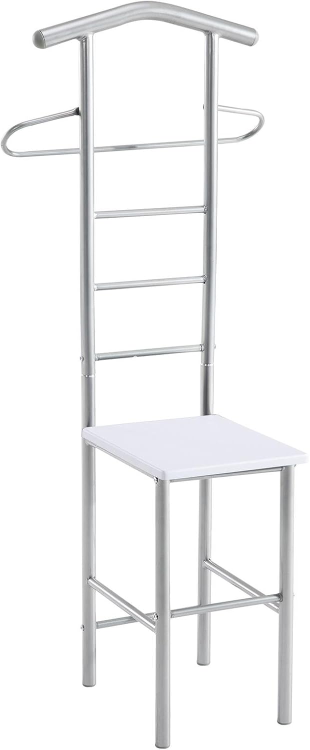 CARO-Möbel Herrendiener Stummer Diener Kleiderständer JIVO, in weiss alufarben,121 cm, Garderobe mit