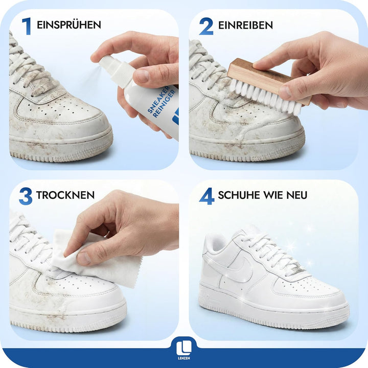 Sneaker Cleaner Set mit Reinigungsgummi, Reinigungsspray, Schuhputztuch und Schuhbürste I Sneaker Re