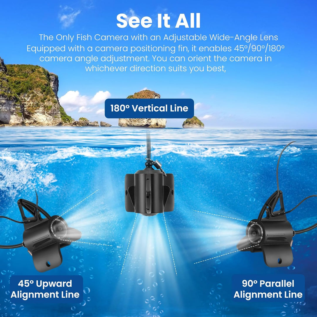 Unterwasserkamera für Angeln, Fishfinder mit 4,3" IPS-Bildschirm & 30m Kabel, Nachtsicht-Infrarot, W