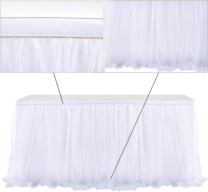 HBBMAGIC Tüll Tischrock Weisser, Tütü Tischröcke183*76CM, Candy Tisch Tischdecke Tüll für Geburtstag
