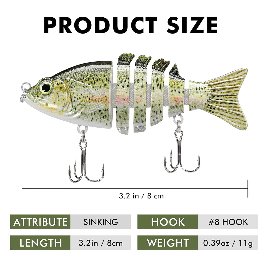 TRUSCEND Swimmax für Süss- und Salzwasser, Lebensechte Angelköder für Barsch, Forelle, Crappie, Zand