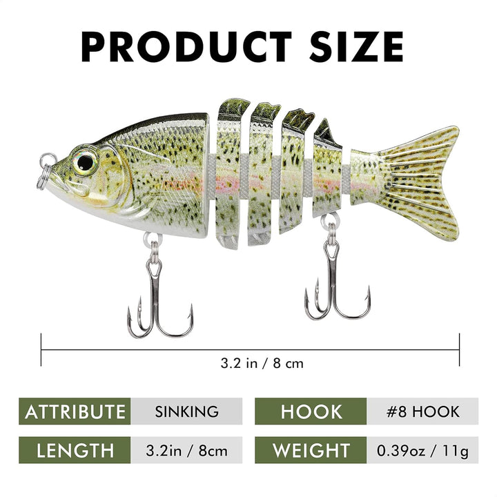 TRUSCEND Swimmax für Süss- und Salzwasser, Lebensechte Angelköder für Barsch, Forelle, Crappie, Zand