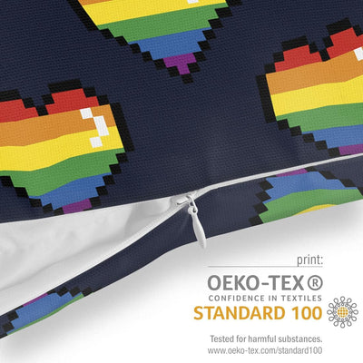 VOID 8-Bit Pride Regenbogen Herzen Kissenbezug Kissenhülle Polyester wasserfest Outdoor Indoor, Kiss