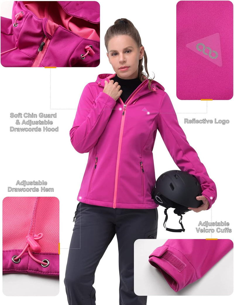 33,000ft Damen Softshelljacke Wasserdichte Winddichte Funktionsjacke Atmungsaktive Übergangsjacke Le