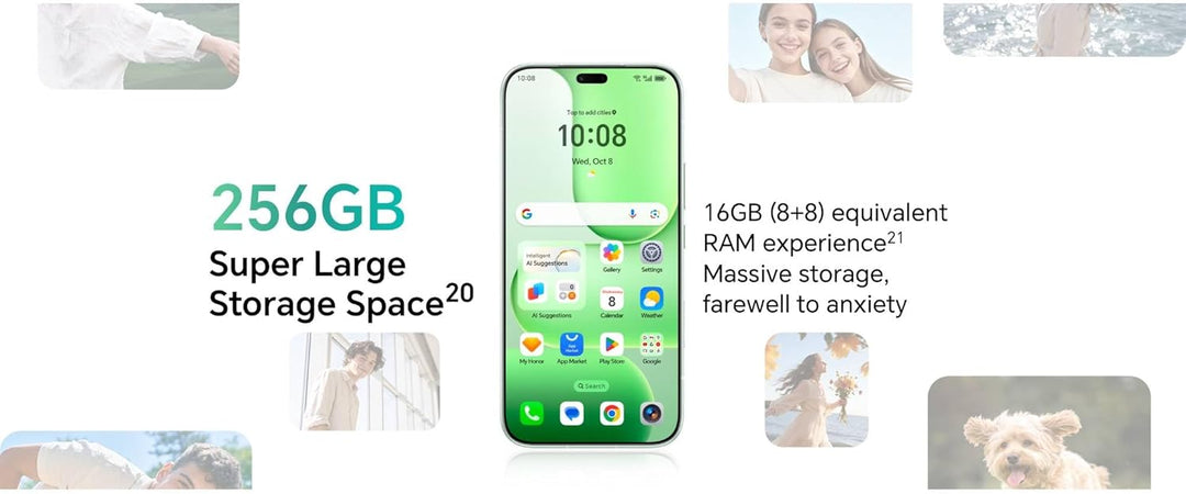 Honor 600 Lite 5G Smartphone 256GB, 108MP Kamera, Sprout Green | 6,60" AMOLED 120Hz Display, Dimensi