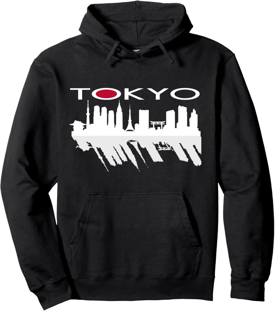 TOKYO JAPAN SKYLINE & REFLEXION VON GEBÄUDE, TURM, TEMPEL Pullover Hoodie