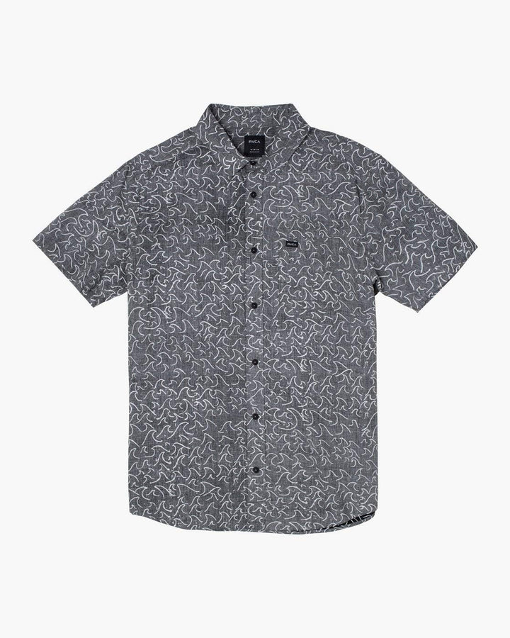 RVCA Herren Hemd Oblow Waves Buttondown, Grösse XL, Schwarz