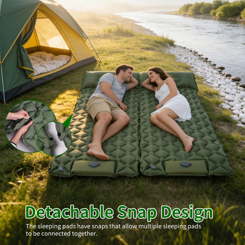 AUYAO Selbstaufblasend Camping Isomatte Schlafmatte, Ultraleichte Luftmatratze mit Fusspumpe, 190 x