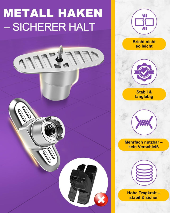 6 Haken für Akustikpaneele ohne Bohren – Metall, inkl. Werkzeug | 5-10 kg Tragkraft, Akustikpaneele