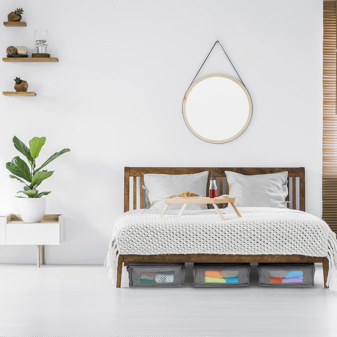 Relaxdays Aufbewahrungstasche, 3er Set, faltbar, mit Reissverschluss, Kleidung, Unterbett, Stoff, HB