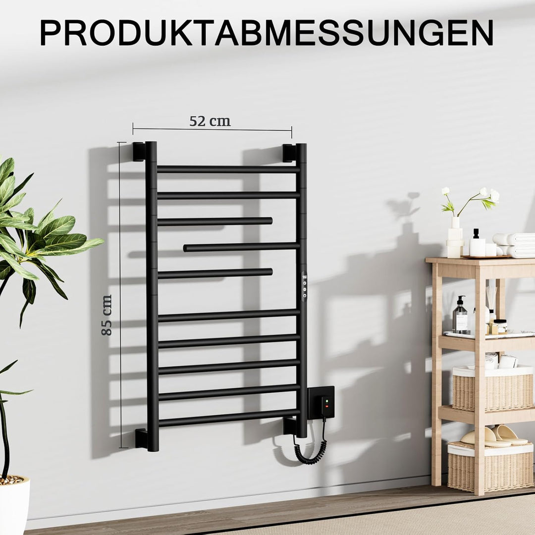 Badheizkörper, Handtuchheizkörper, Um 180° Drehbare Halterung, Mit Heizstab 250W, 850 X 520 Mm, Rahm