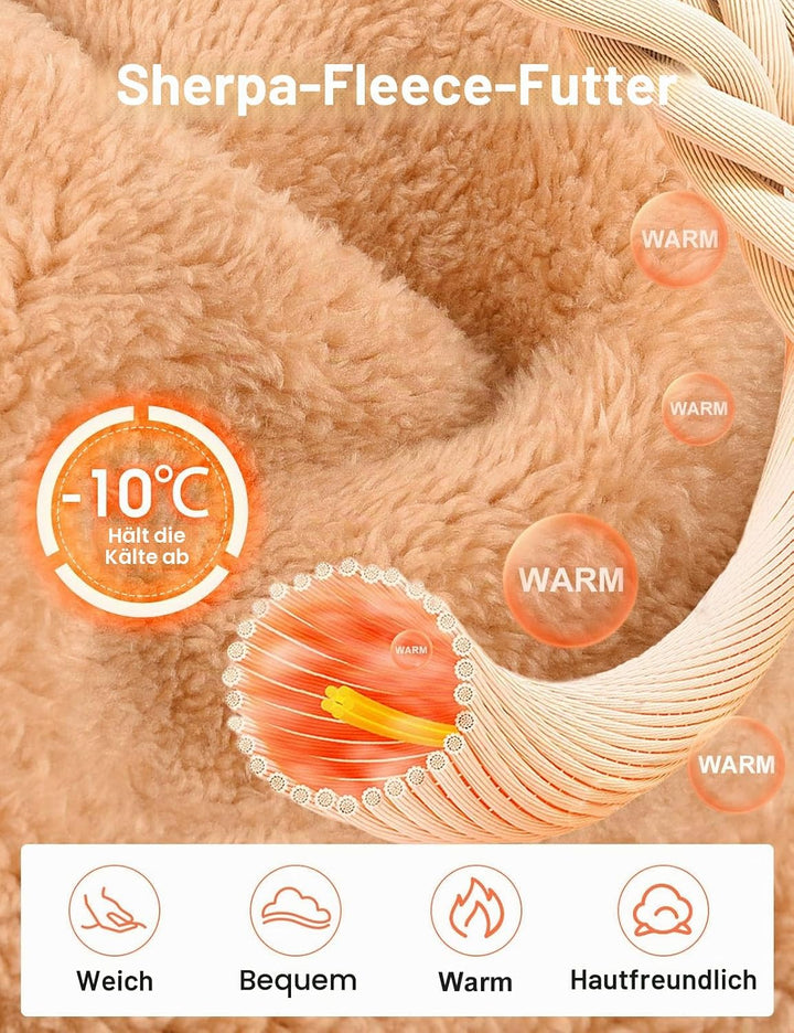 Damen Warme Jogginghose Thermo Fleece Gefütterte Winter Hosen Lamm Plüsch Kordelzug Sweathose mit Ta