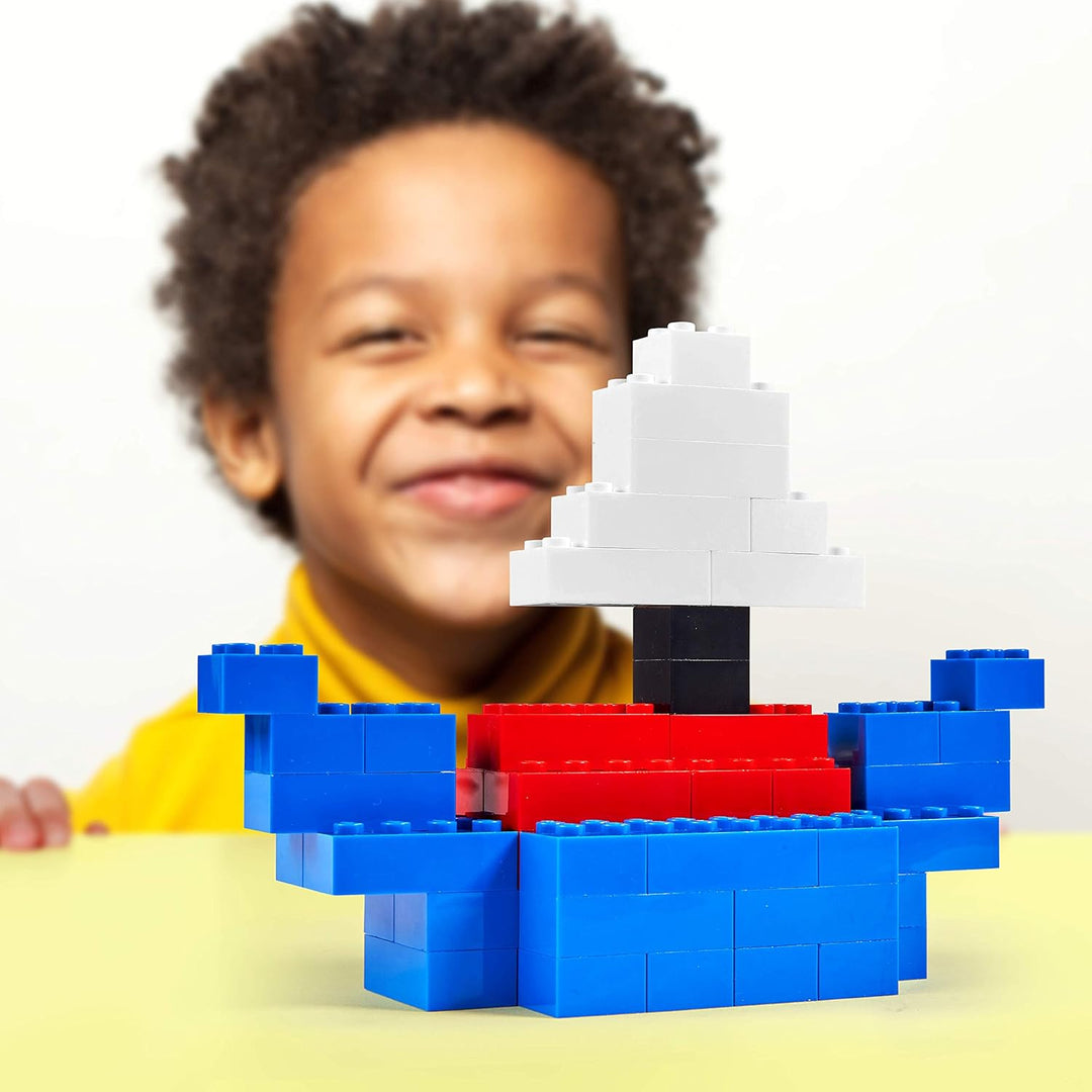 Simba 104118925 - Blox, 500 blaue Bausteine für Kinder ab 3 Jahren, 8er Steine, im Karton, vollkompa