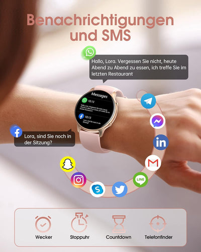 TUYOMA Smartwatch für Damen, IP68, wasserdicht, 3,3 cm (1,3 Zoll), Touchscreen, Sportuhr mit Oxymete