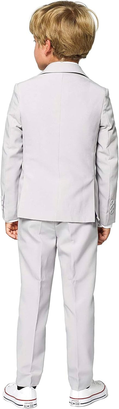OppoSuits Groovy Grey Einfarbiger Anzug für Jungen - Abschlussball- und Hochzeitsfeier-Outfit - Inkl