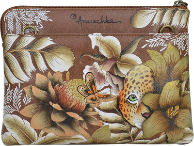 Anuschka Handbemalte 3-in-1 Clutch aus echtem Leder Cleopatra's Leopard Tan, Cleopatra's Leopard Tan