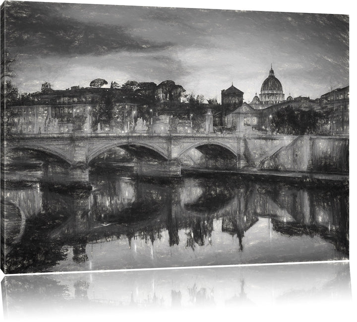Pixxprint Rom Kathedrale St. Peter als Leinwandbild/Grösse: 100x70 cm/Wandbild/Kunstdruck/fertig bes