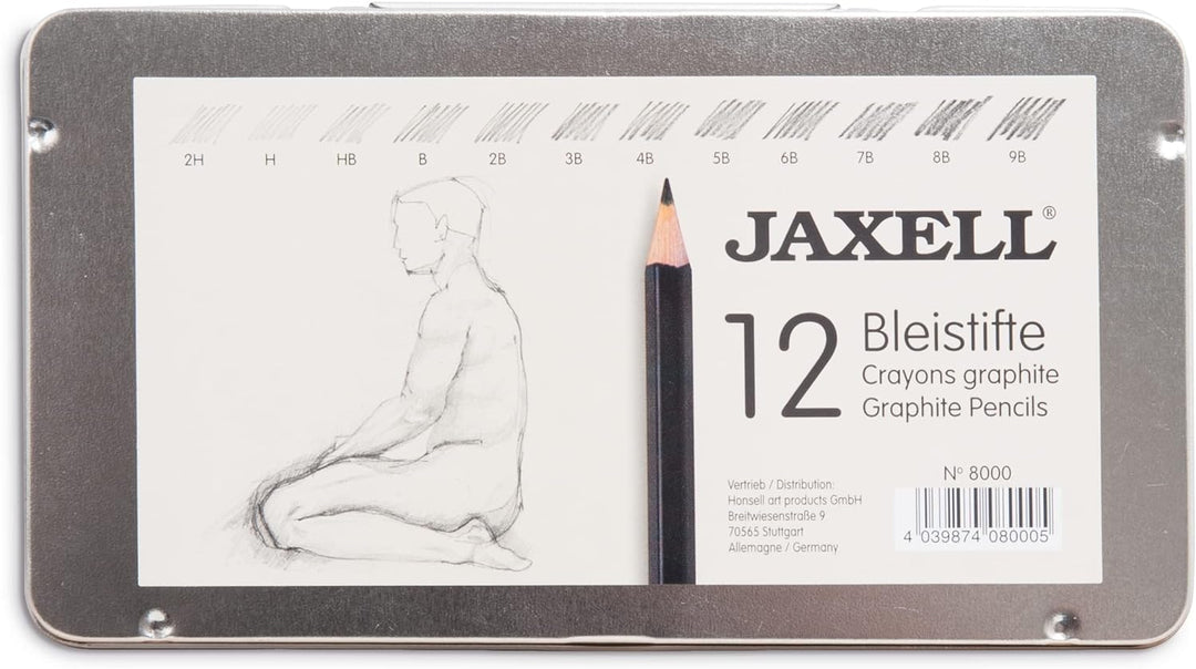 Honsell 14-99889 - Zeichenset "Disegno" - Künstler Set, Schwarze Aufbewahrungsbox mit 12 Bleistiften
