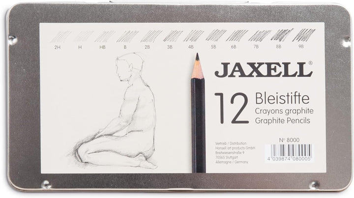 Honsell 14-99889 - Zeichenset "Disegno" - Künstler Set, Schwarze Aufbewahrungsbox mit 12 Bleistiften