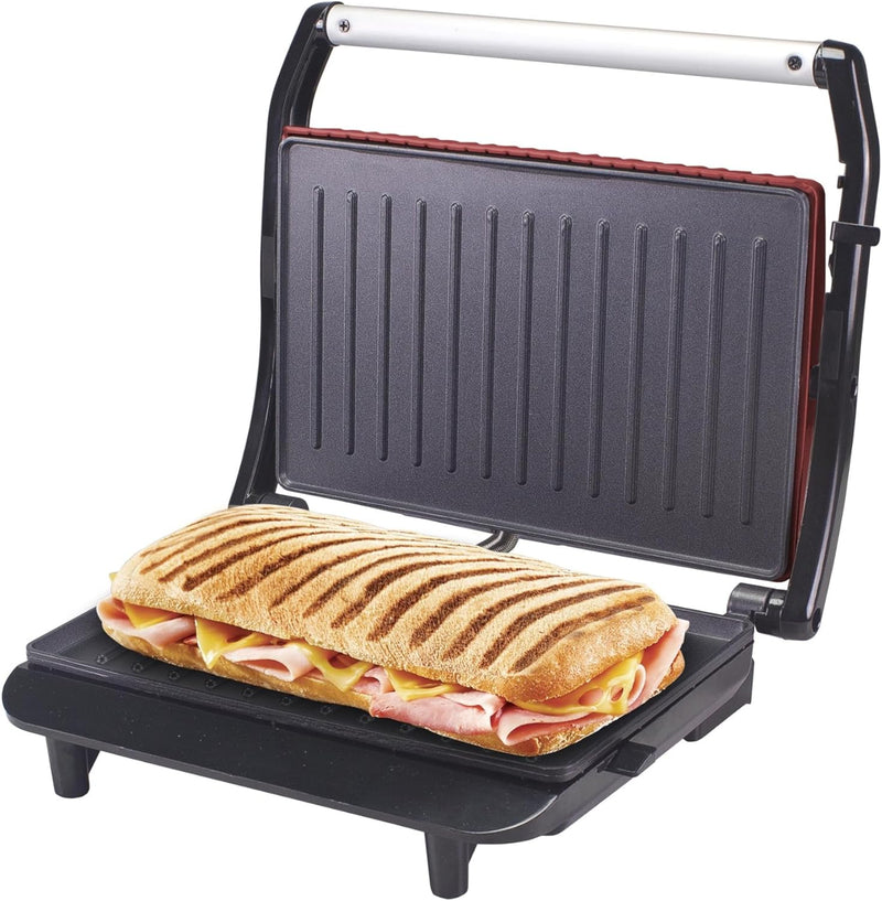 BEPER P101TOS002 Toaster Sandwichmaker, 850W, Antihaftplatte, Wärmeisolierender Griff, Rot