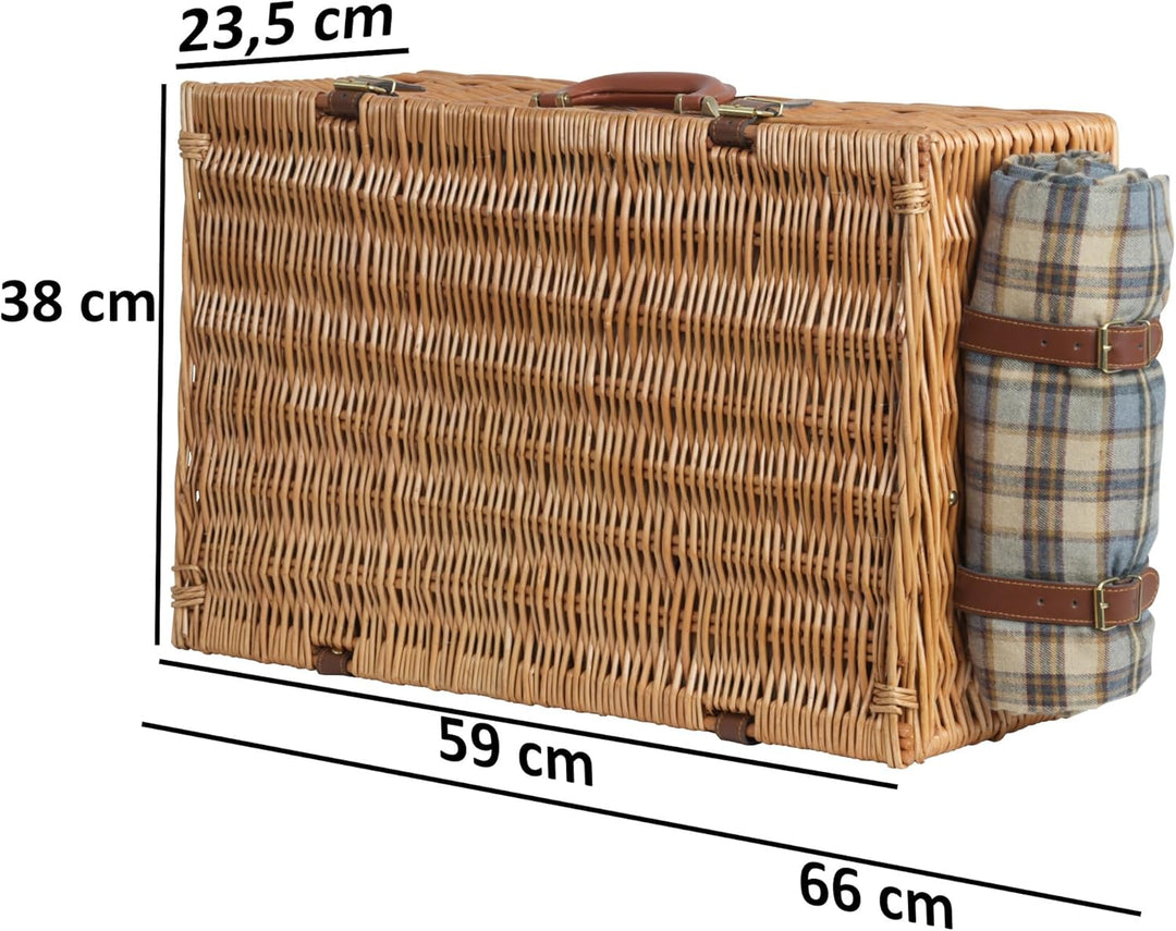CampFeuer Picknickkorb 4 Personen mit Geschirr-Set und Kühlfach | 29-teilig | Picknickkoffer mit kar