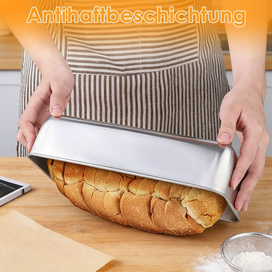 4 Stück Edelstahl Brotbackform, 33x15x6.7cm Brotbackform Kasten, Backform Rechteckig, Backformen, Ka