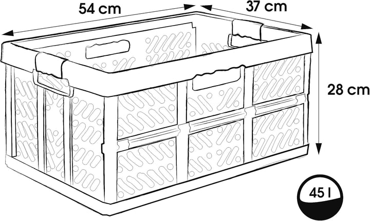 keeeper 4x Stabile Profi-Klappboxen mit Soft-Touch Griffen, 54 x 37 x 28 cm, 45 l, Ben, Hellgrau Hel