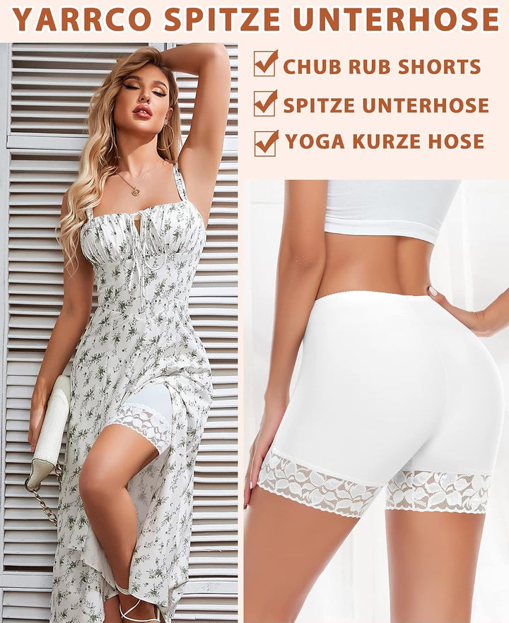 YARRCO Damen Unterhose Spitze Radlerhose Kurz Unter Rock Hosen Anti-Chafing Slipshorts Boxershorts U