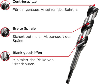 kwb 3-S Japan Schlangenbohrer ø 30 mm, 235 mm aus blankgeschliffenem CV-Stahl mit superscharfem Spit