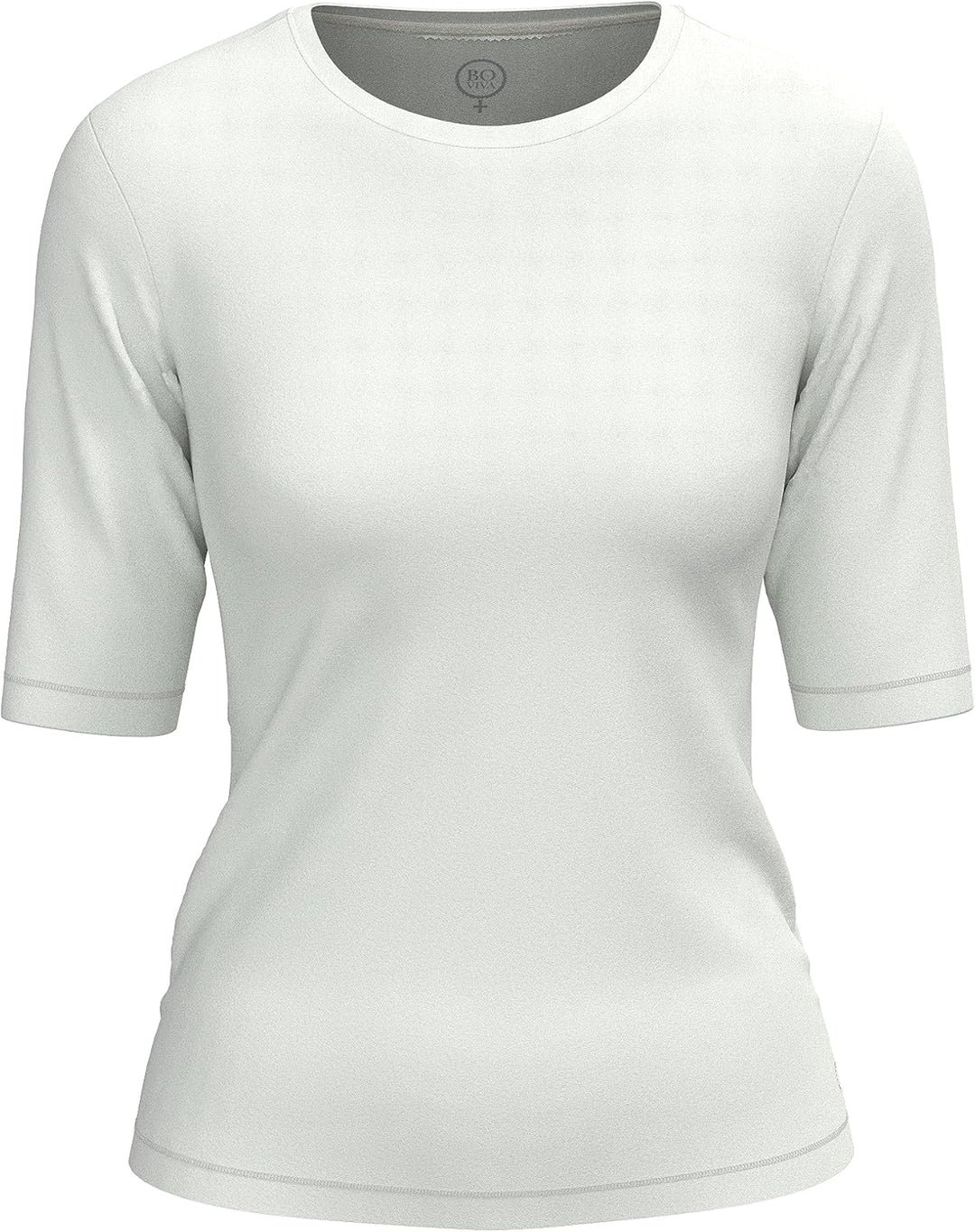 BOVIVA 10102 Damen Basic Rundhals (Round-Neck) Halbarm Kurzarm T-Shirt/Jersey Tshirt Oberteile, Basi