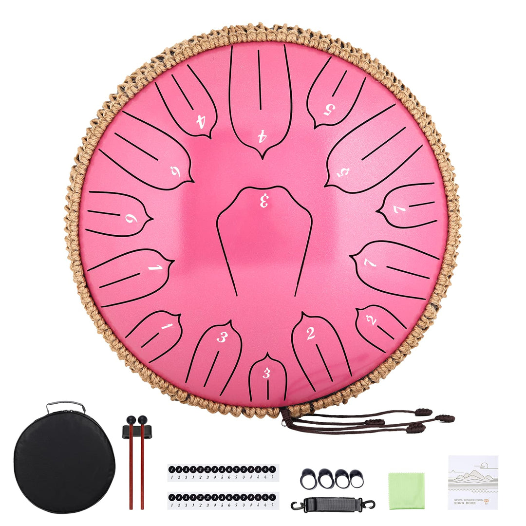 Musfunny Steel Tongue Drum, 12 Zoll 15 Tone Zungentrommel Handpan Trommel, D-Dur Steel Pan Töne Schl