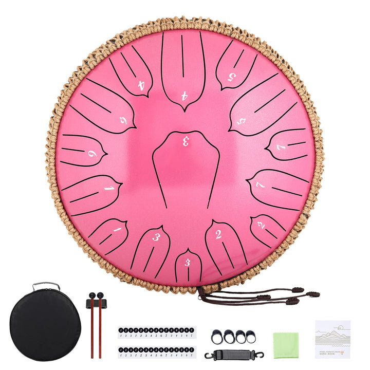 Musfunny Steel Tongue Drum, 12 Zoll 15 Tone Zungentrommel Handpan Trommel, D-Dur Steel Pan Töne Schl