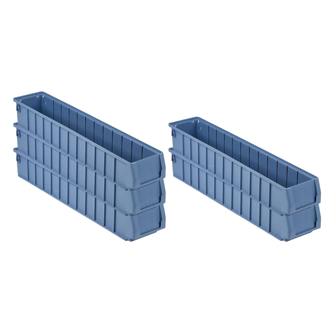 SparSet 5x Regalkasten 600 SN mit Etikett & Schutzhaube | HxBxT 9x11,7x60cm | 4,2 Liter | Sichtlager