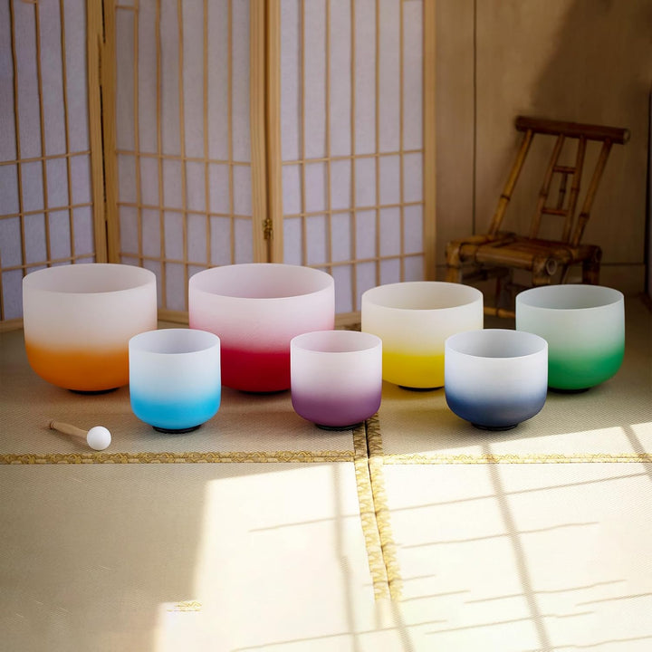 KVKA Chakra Singing Bowls Set of 7 432 hz 6-12 Inch Candy Color with Heavy Duty Carrying Cases and R