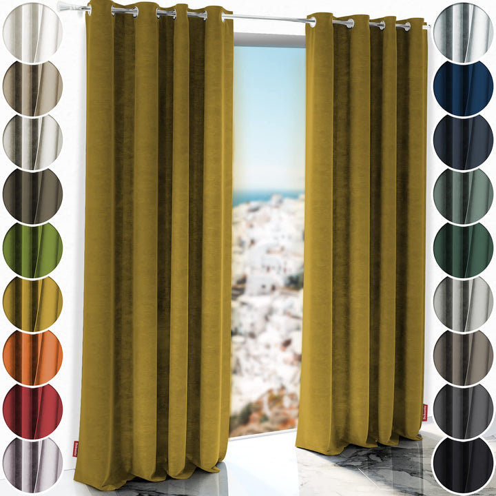 Schuette® Verdunkelungs-Vorhang Gardine mit Ösen ● Millenium Velvet: Butterscotch (Gelb) ● 135x150cm