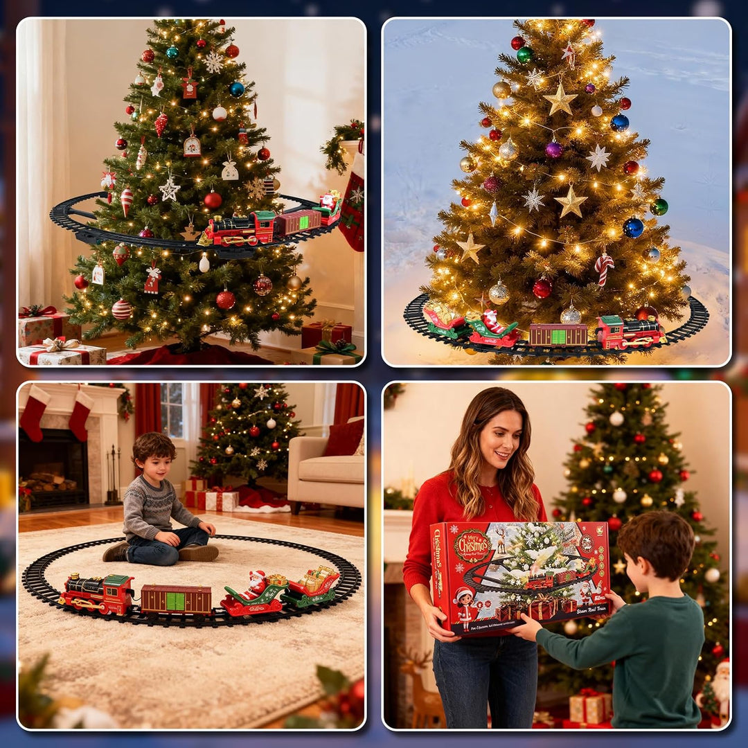 Ulikey Weihnachtsbaum Zug, Weihnachts Eisenbahn Spielset, Weihnachtszug um den Baum, Zug für Weihnac