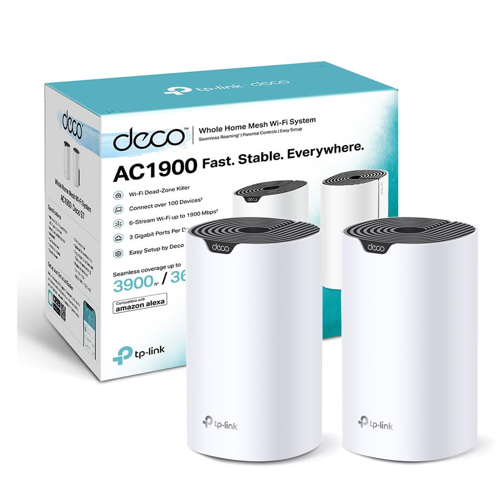 TP-Link Deco S1900 Mesh WLAN Set (2er Pack), AC1900 Dual Band Router &amp; Repeater, 3X Gigabit Ports fü