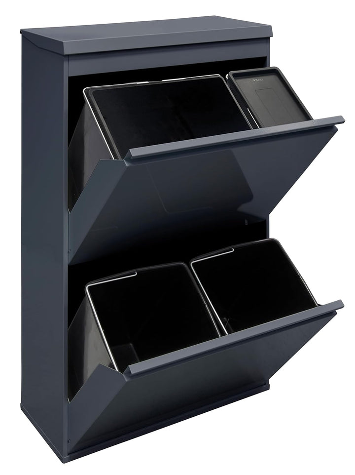 ARREGUI Top CR624-B2 Mülltrennsystem aus Stahl mit Aufbewahrungsbox mit Deckel | 4 Fächer Mülleimer