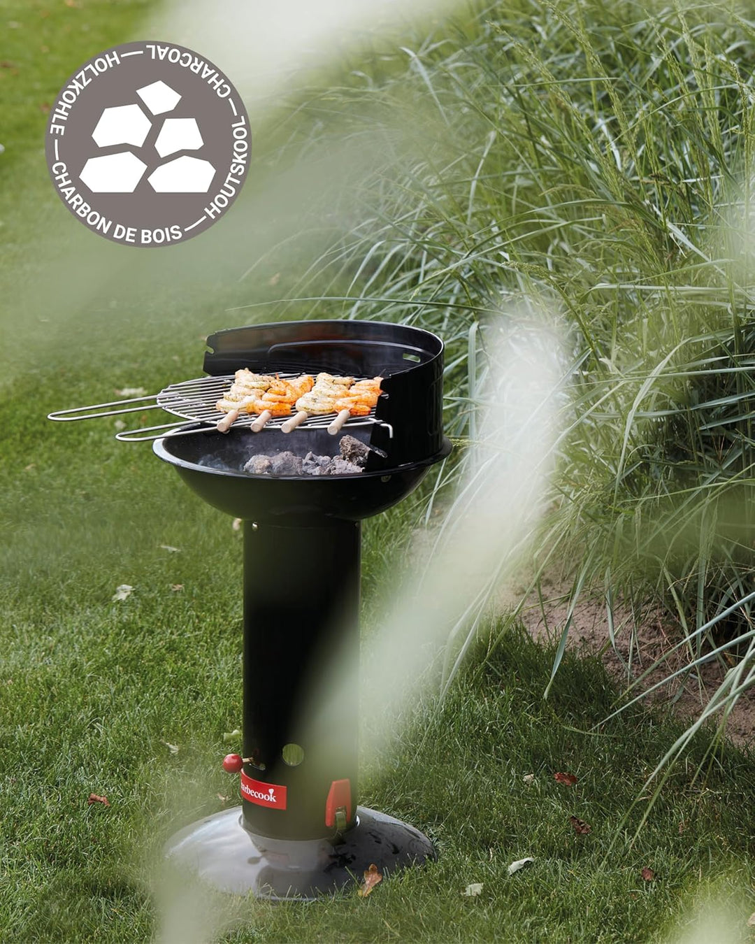 Barbecook Loewy 40 mini grill Holzkohlegrill BBQ mit Windschutz, Grillen für 4 Personen, schwarz, 40