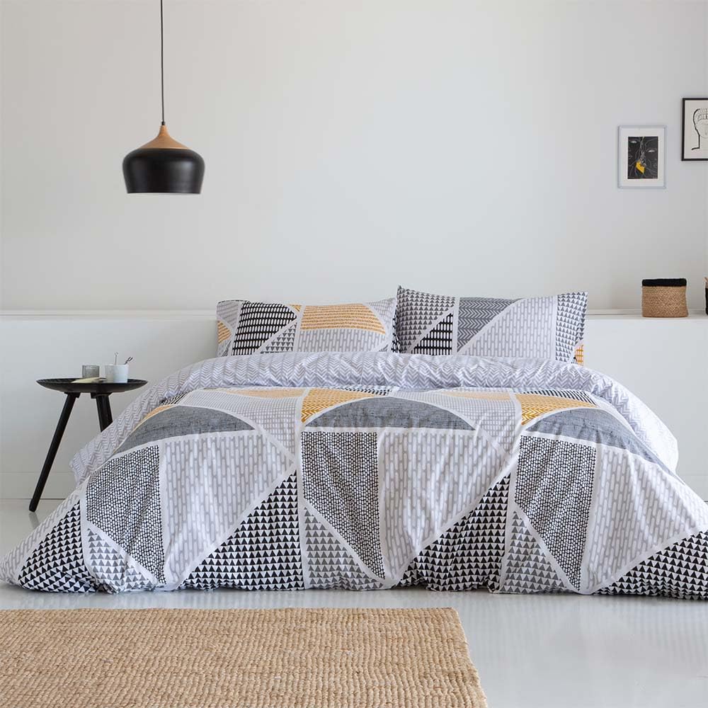 COTTON ARTean Wendbarer Bettbezug Geka, 135 x 190/200 cm, 50 % Baumwolle, 50 % Polyester, Grau und S