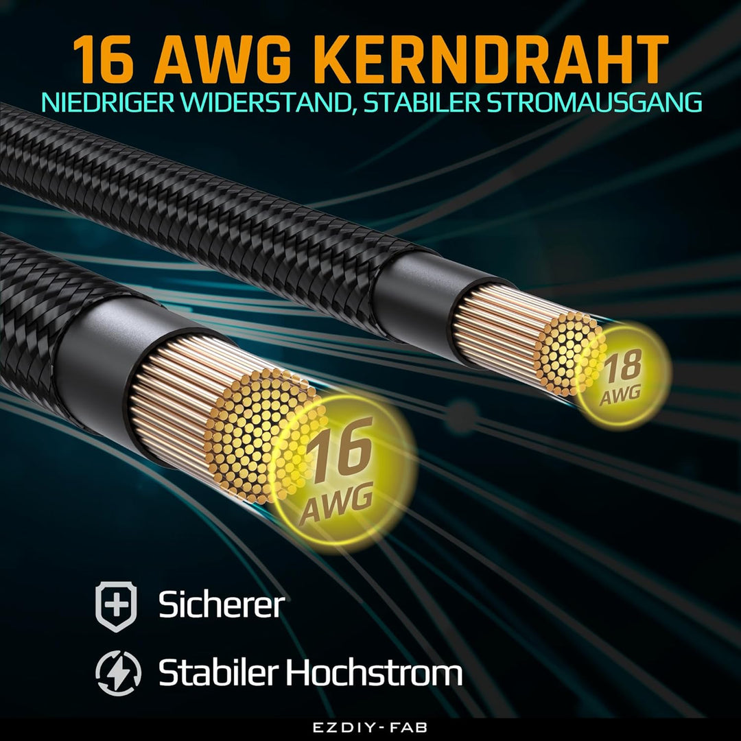 EZDIY-FAB PCIE 5.0 12VHPWR Sleeved Cable Kit, 16AWG Stromversorgungskabel Verlängerung, 24PIN-ATX/(4