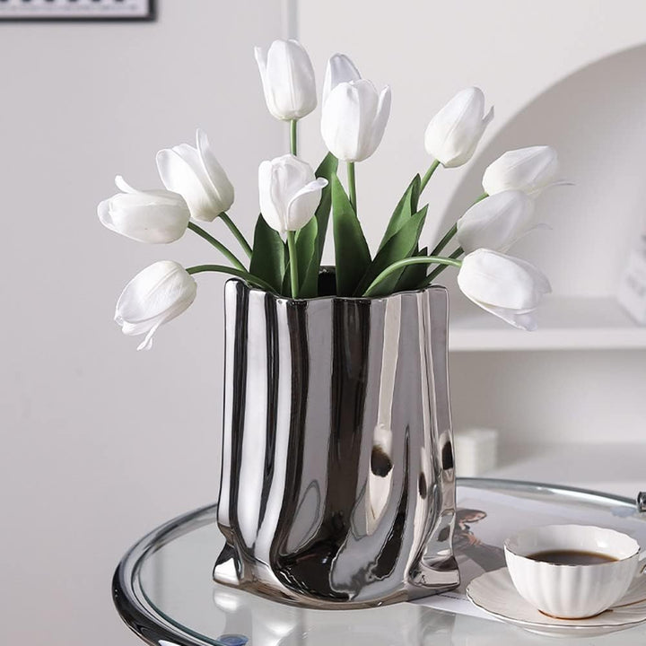 Keramik Vase, Moderne Blumenvase, Minimalistische Abstrakte Vase für Home Decor, Tisch Mittelstück V