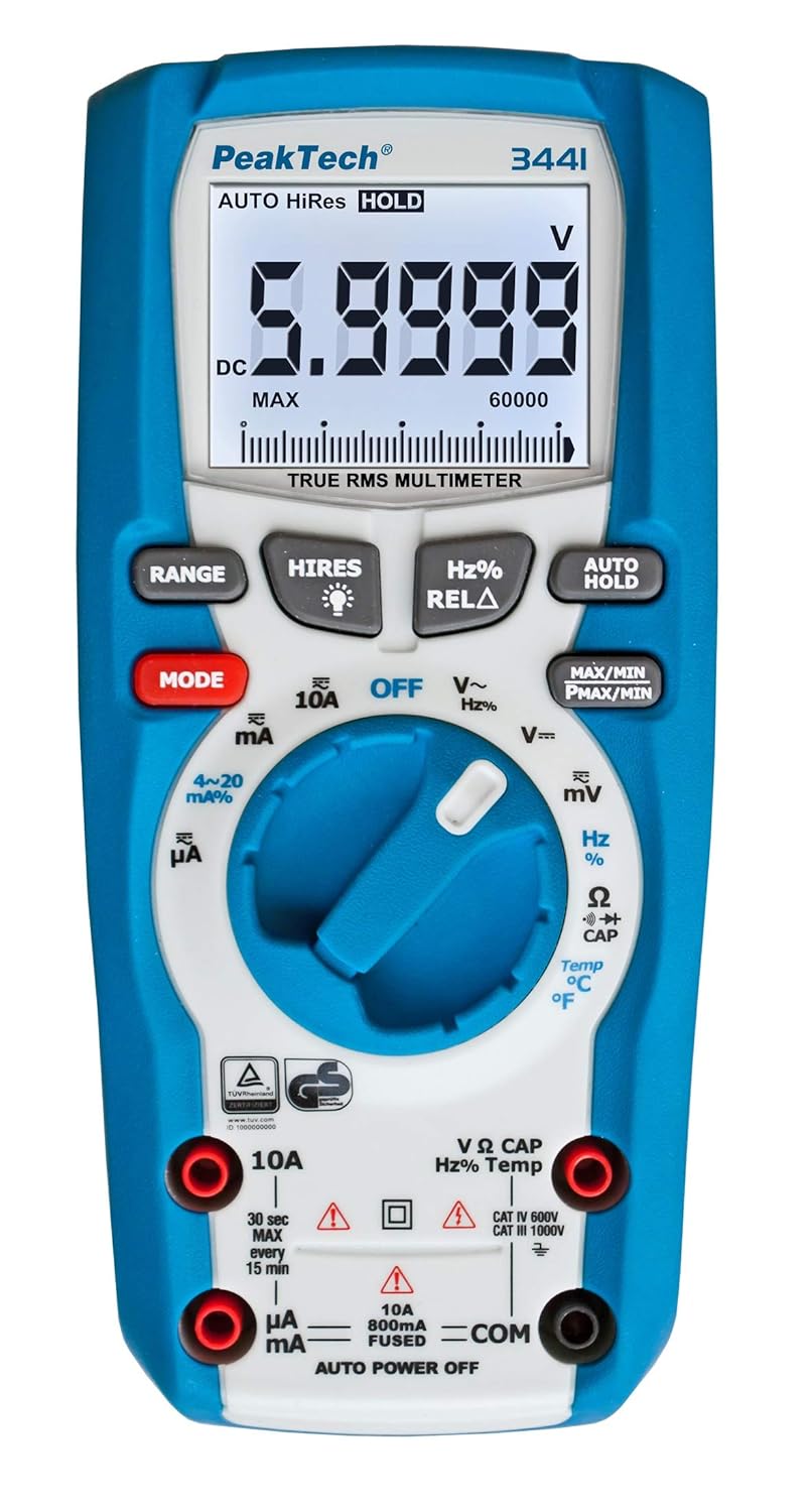 PeakTech 3441 – True RMS Digital Multimeter - CAT III 1000 V, Blau &amp; P 4250 4250 - Stromzangen-Adapt