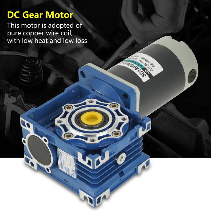 Oumefar 12V / 24V DC Getriebemotor, 24V Sschneckengetriebemotor 120W RV40 Schneckengetriebemotor Dre