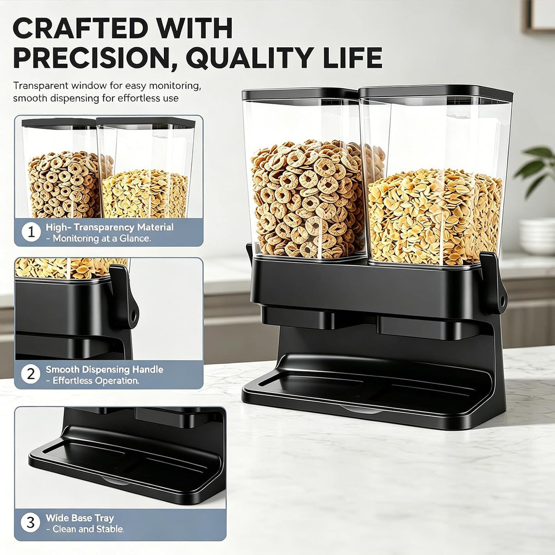 Doppel Müslispender 2 x 3L Vorratsbehälter mit Spender, Cornflakes Spender für Trockenfutter, Cornfl