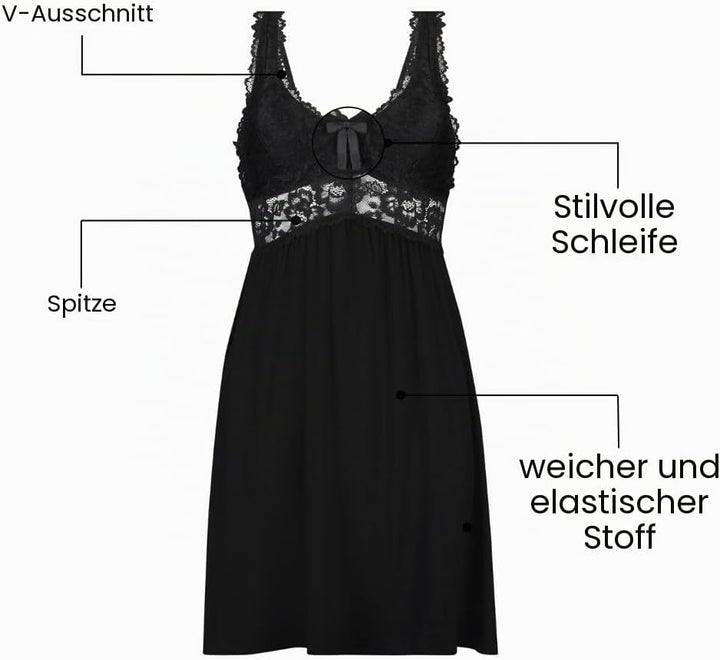 HUNKEMÖLLER Slipdress Nora Lace XXS Schwarz, XXS Schwarz